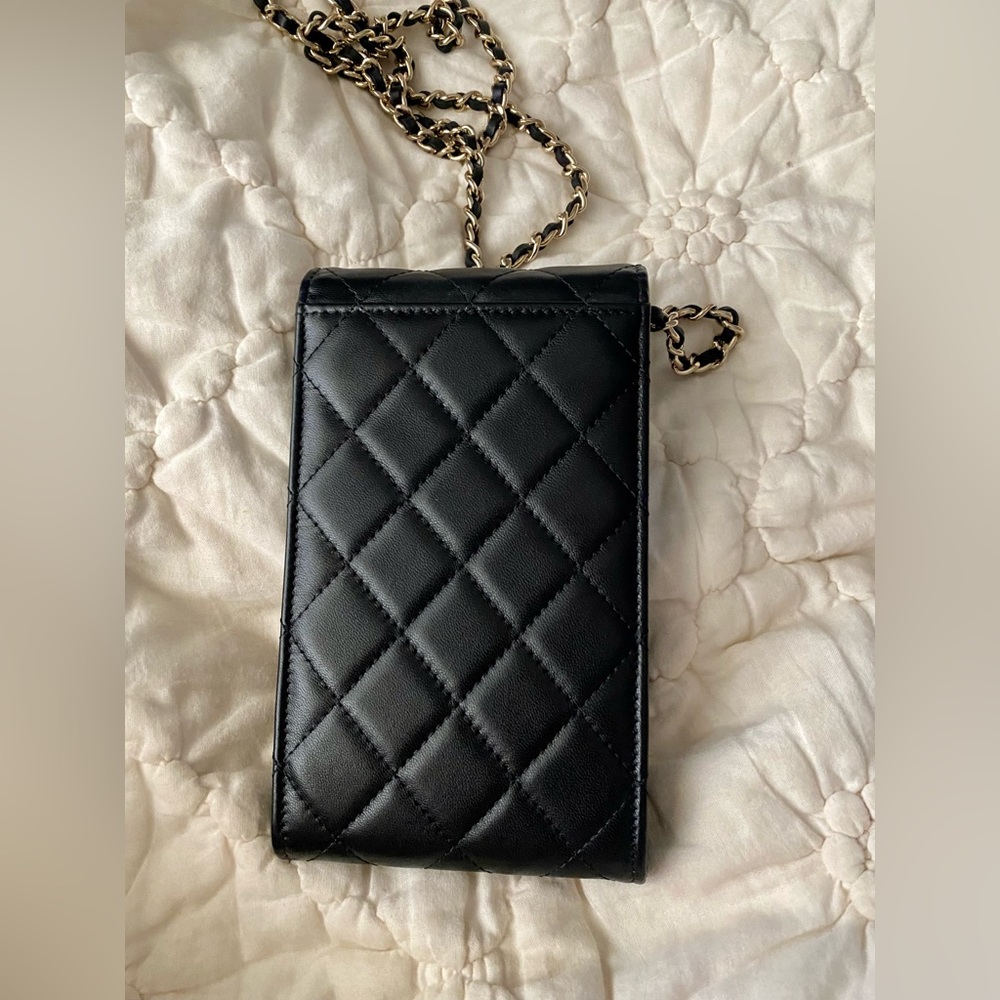 Chanel Phone Holder Classic Black Quilted Mini Bag - Picture 3 of 10